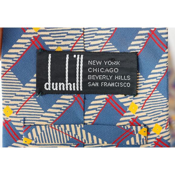 Vintage Dunhill Silk Argyle Striped Tie Luxury Wedding Preppy Business Corporate - Picture 3 of 15